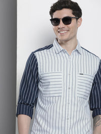 The Indian Garage Co Men Slim Fit Opaque Striped Cotton Casual Shirt
