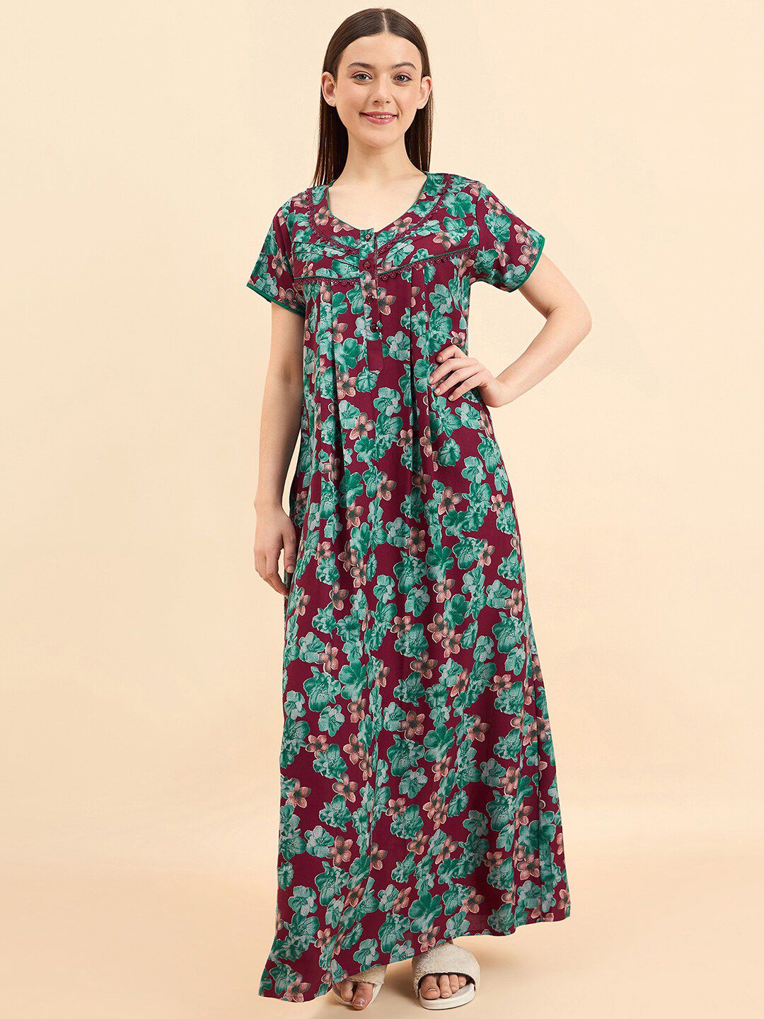 Sweet Dreams Printed Pure Cotton Maxi Nightdress