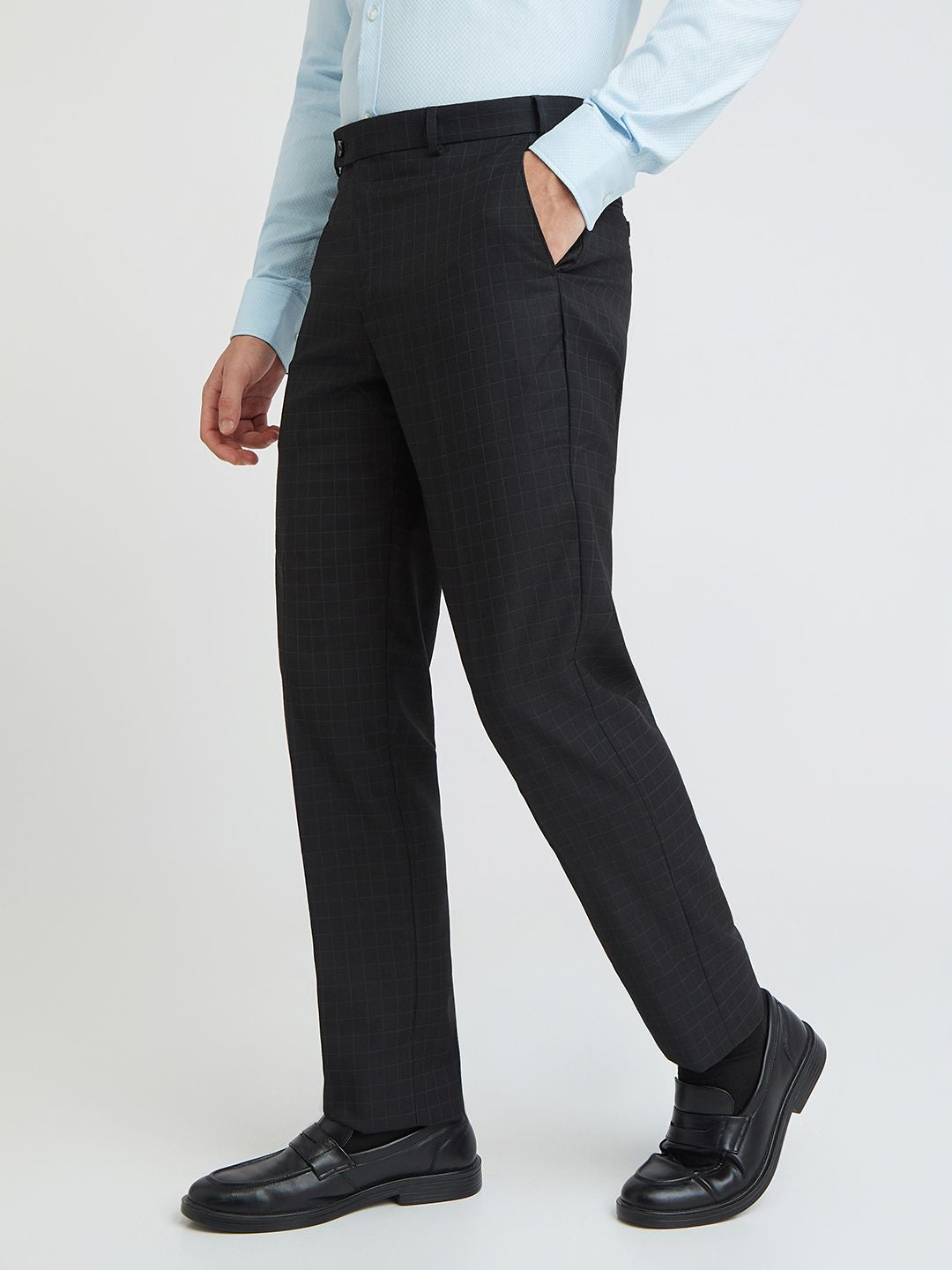 Park Avenue Men Checked Formal Trousers