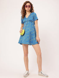 DressBerry Pastel Pop Printed Mini Empire A-Line Dress