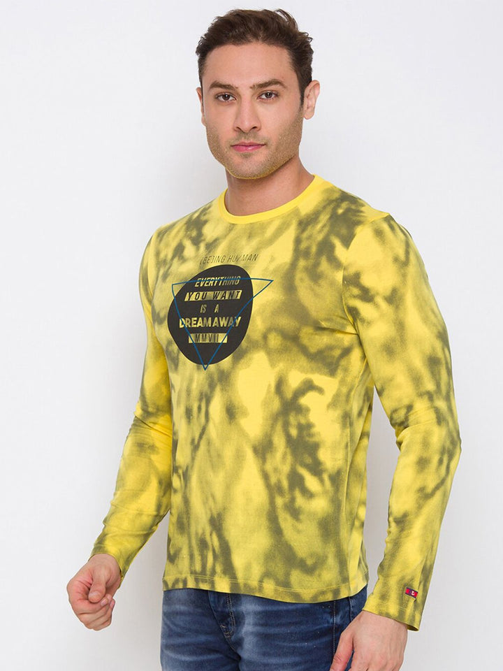 Being Human Men Yellow Printed Pure Cotton T-shirt
