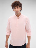 SPYKAR Men Slim Fit Opaque Solid Mandarin Collar Casual Shirt