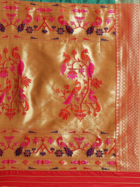 Saree mall Green & Pink Woven Design Banarasi Saree
