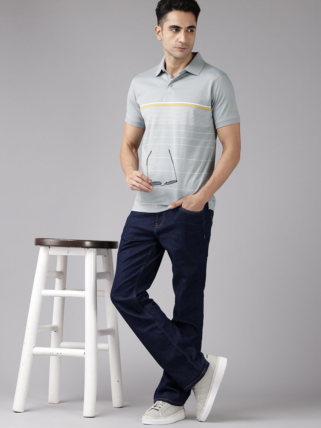 Park Avenue Striped Polo Collar Slim Fit T-shirt