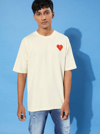 Difference of Opinion Men Typography Embroidered Oversized Pure Cotton Longline T-shirt