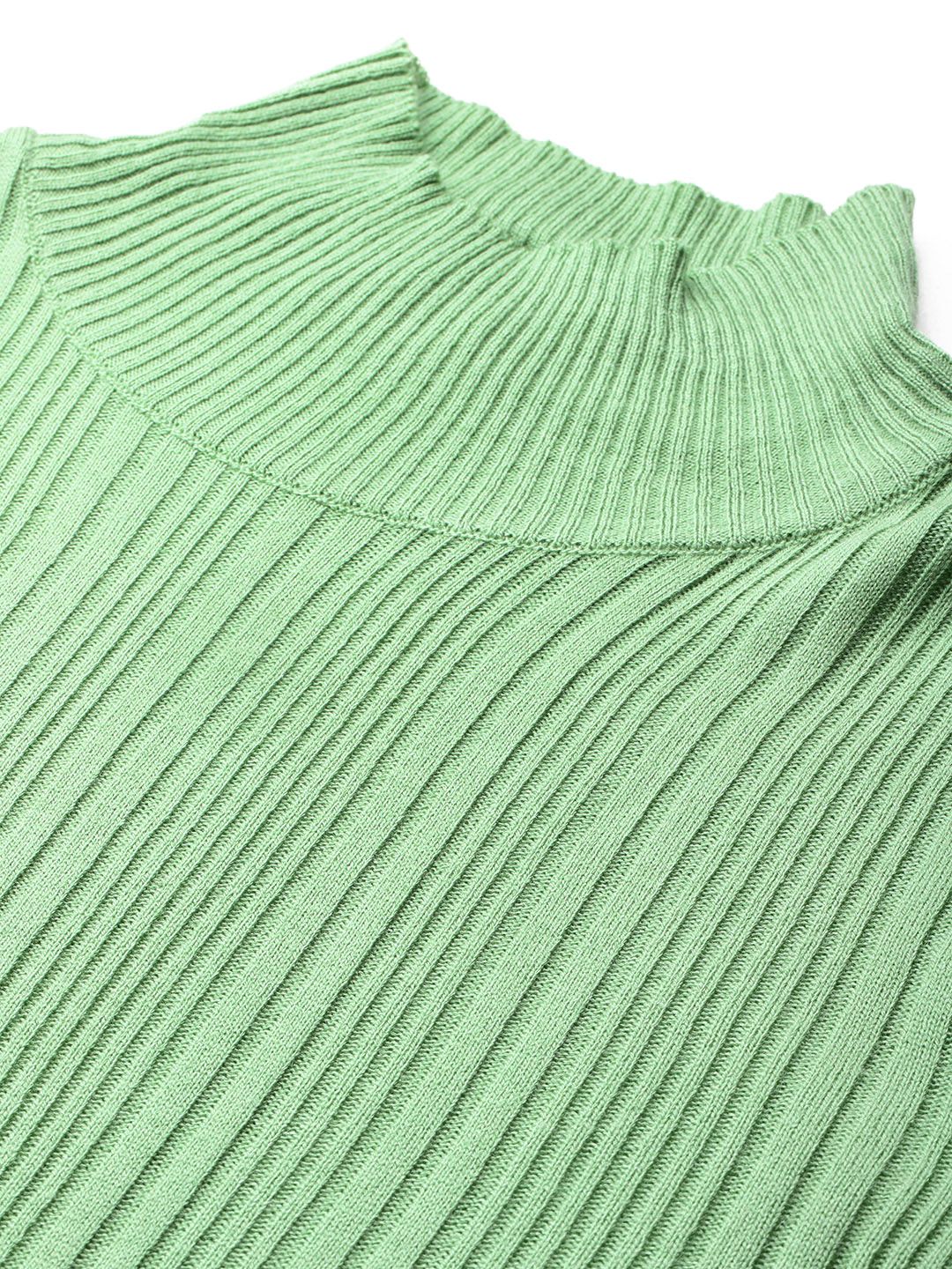 DressBerry Acrylic Turtle Neck Ribbed Pullover