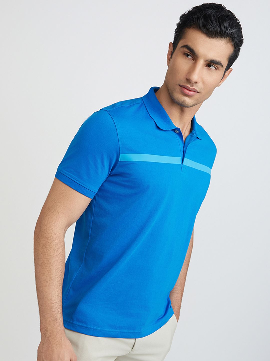 Park Avenue Striped Polo Collar Slim Fit T-shirt