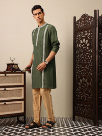 House of Pataudi Floral Zari Embroidered Jashn Kurta