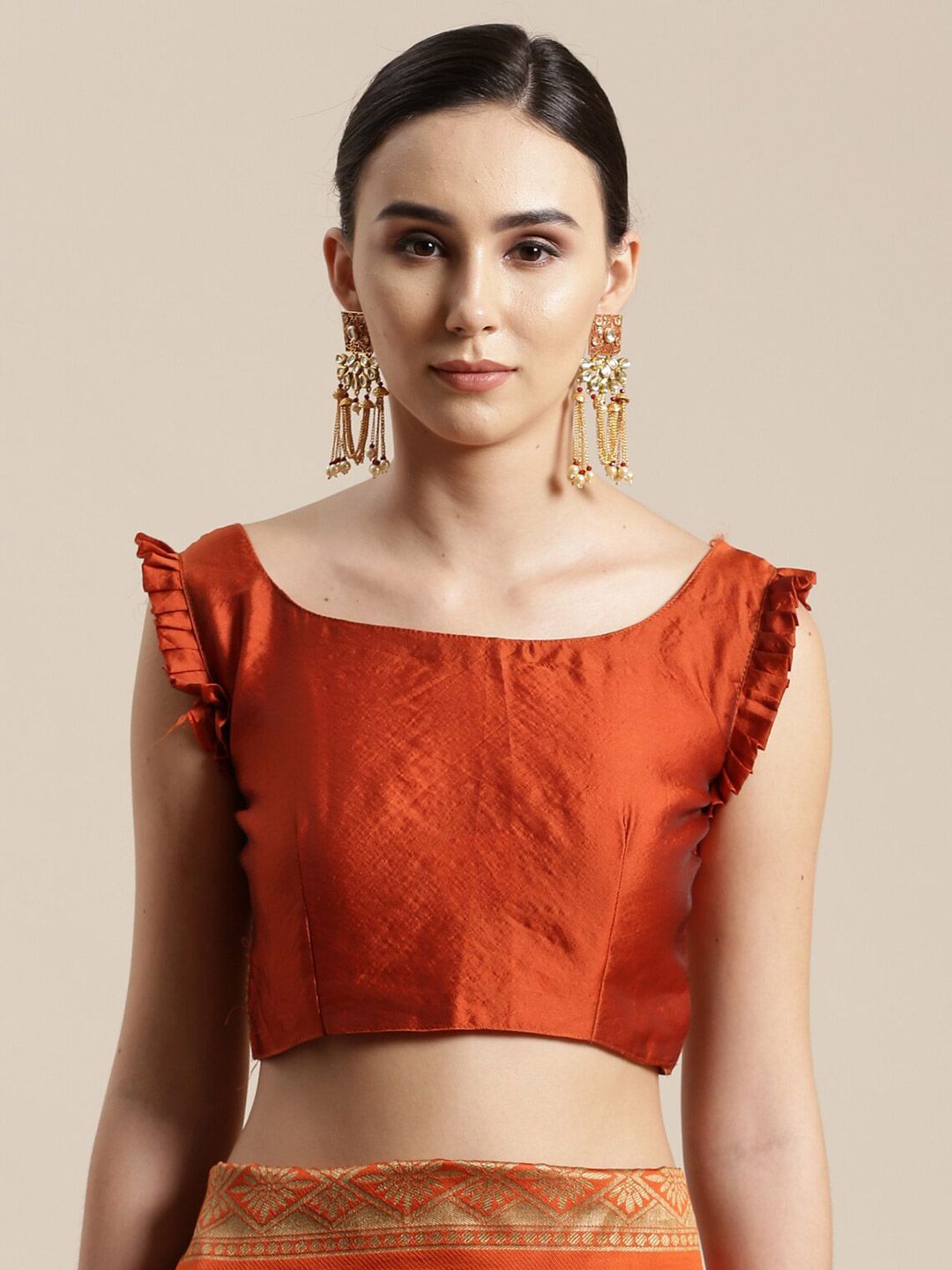 Saree mall Rust & Gold-Toned Silk Blend Banarasi Sarees