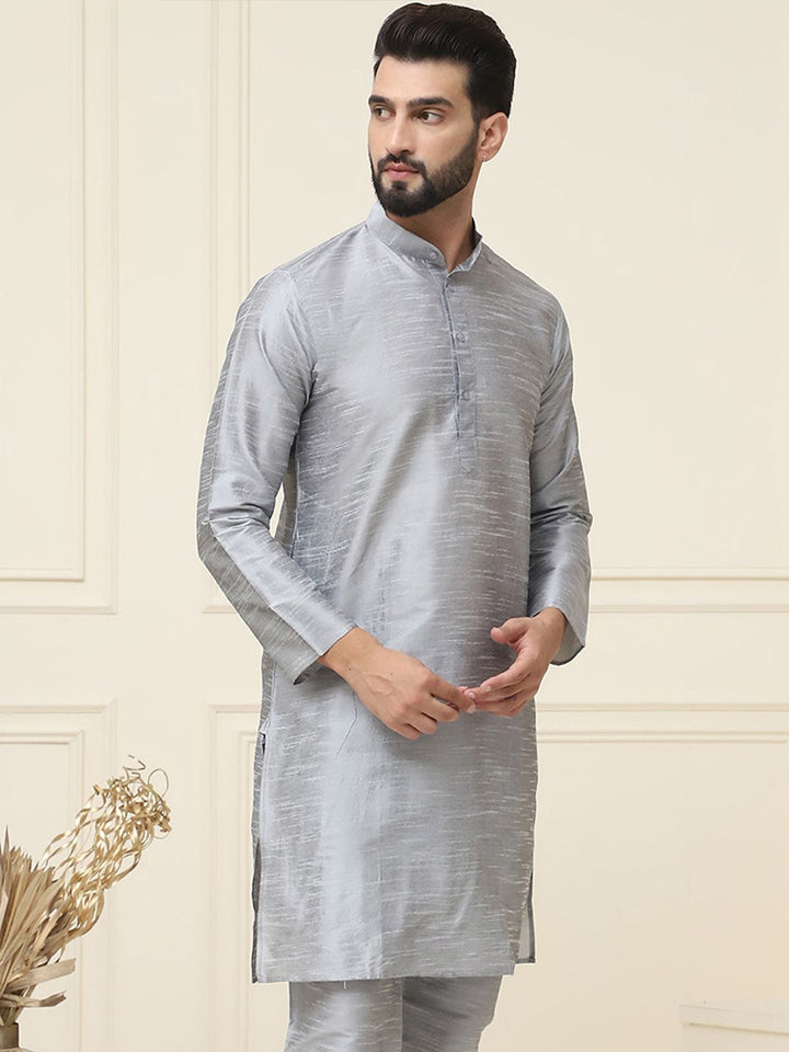 SOJANYA Lelaki Grey Solid Kurta Lurus