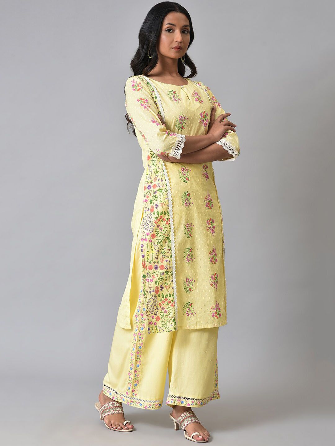 W Floral Printed Pure Cotton Kurta