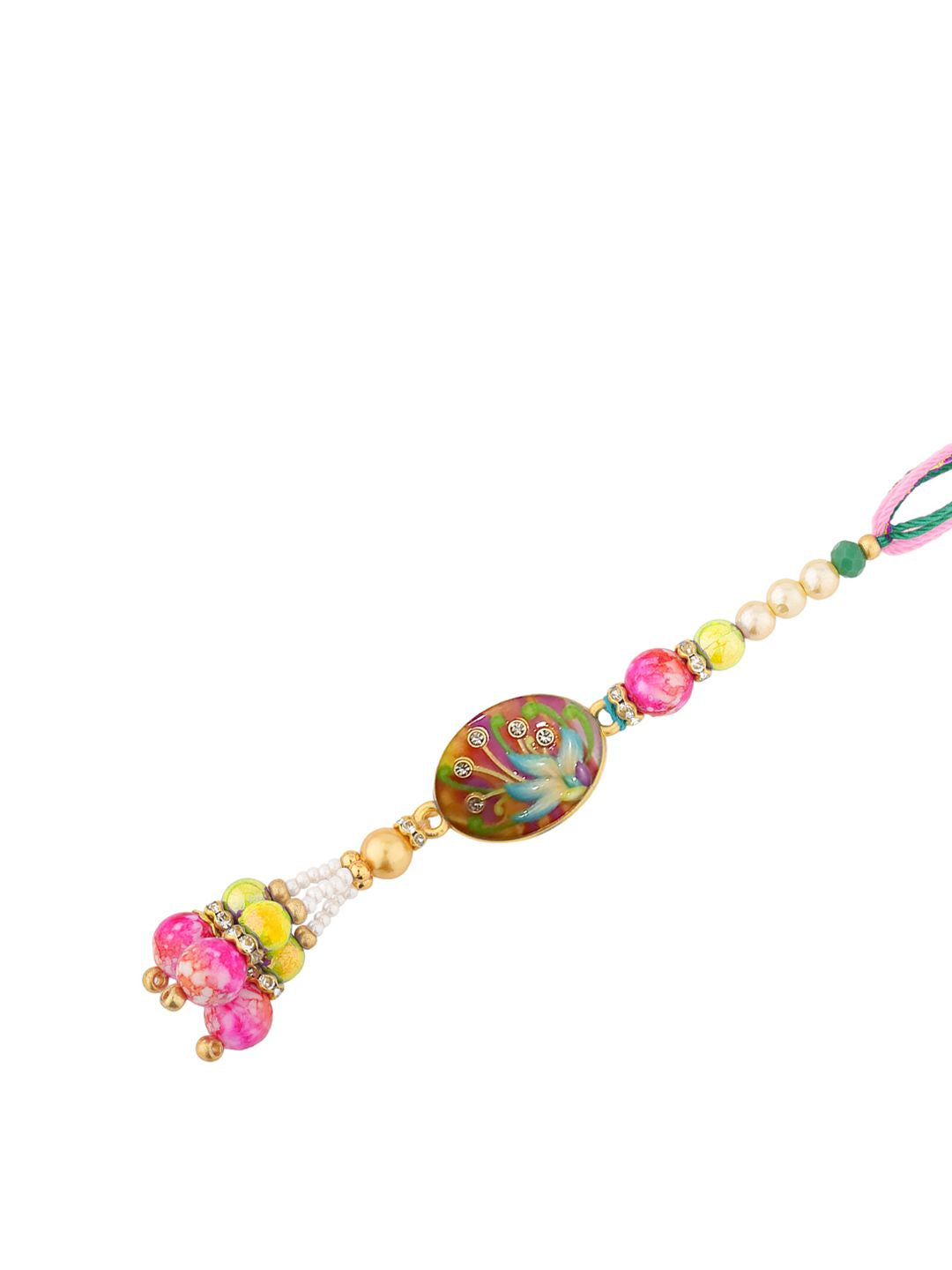 Voylla Enameled Floral Bhaiya Bhabhi Rakhi Set