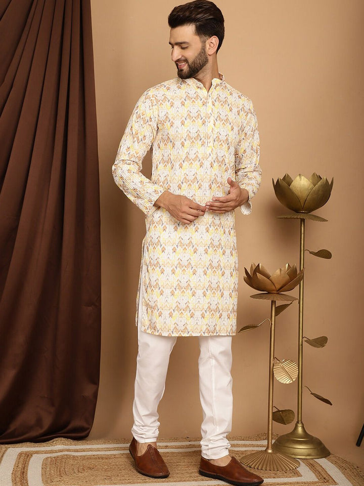 SOJANYA Floral Embroidered Thread Work Pure Cotton Straight Kurta with Churidar