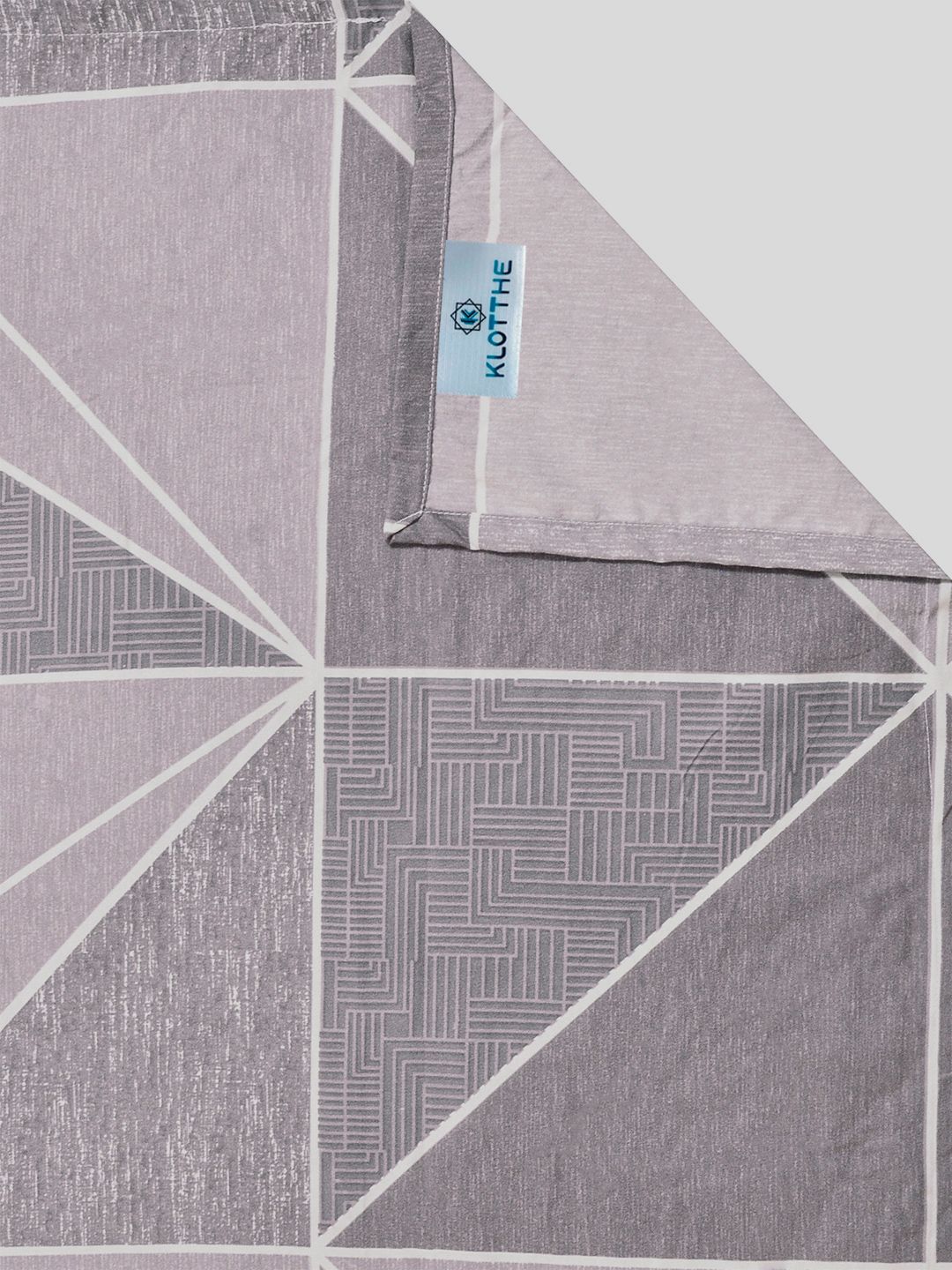 KLOTTHE Purple & Grey Geometric 300 TC King Bedsheet with 2 Pillow Covers