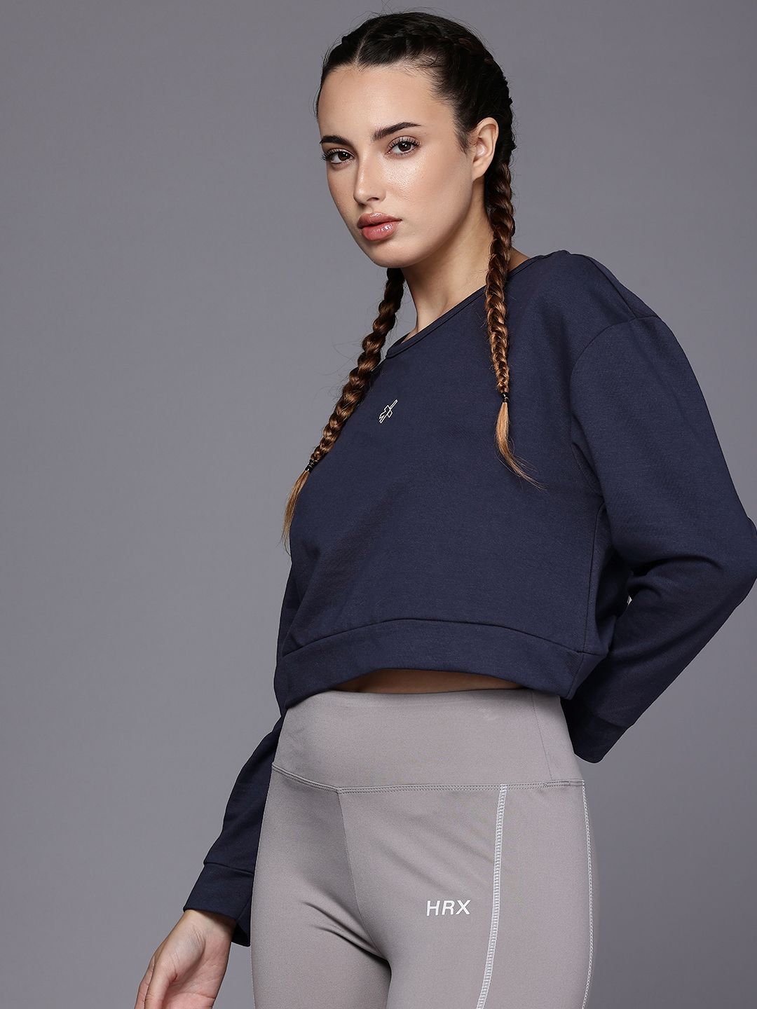 HRX by Hrithik Roshan SCULPTFLEX Printed Training Crop Sweatshirt