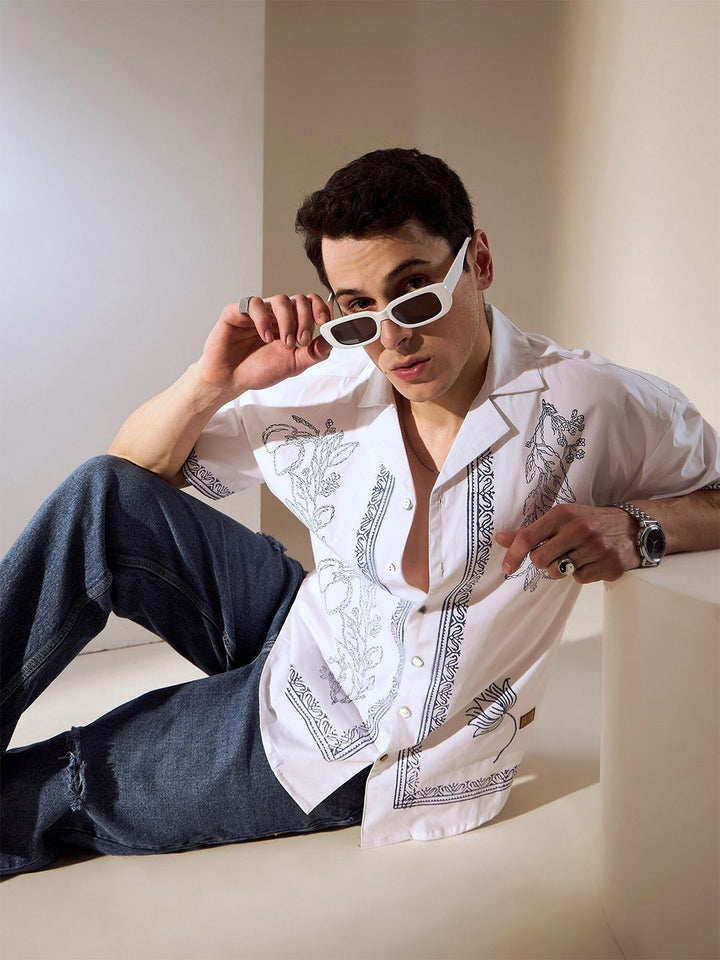 DENNISON Men Ethnic Hand Block Printed Oversized Shirt