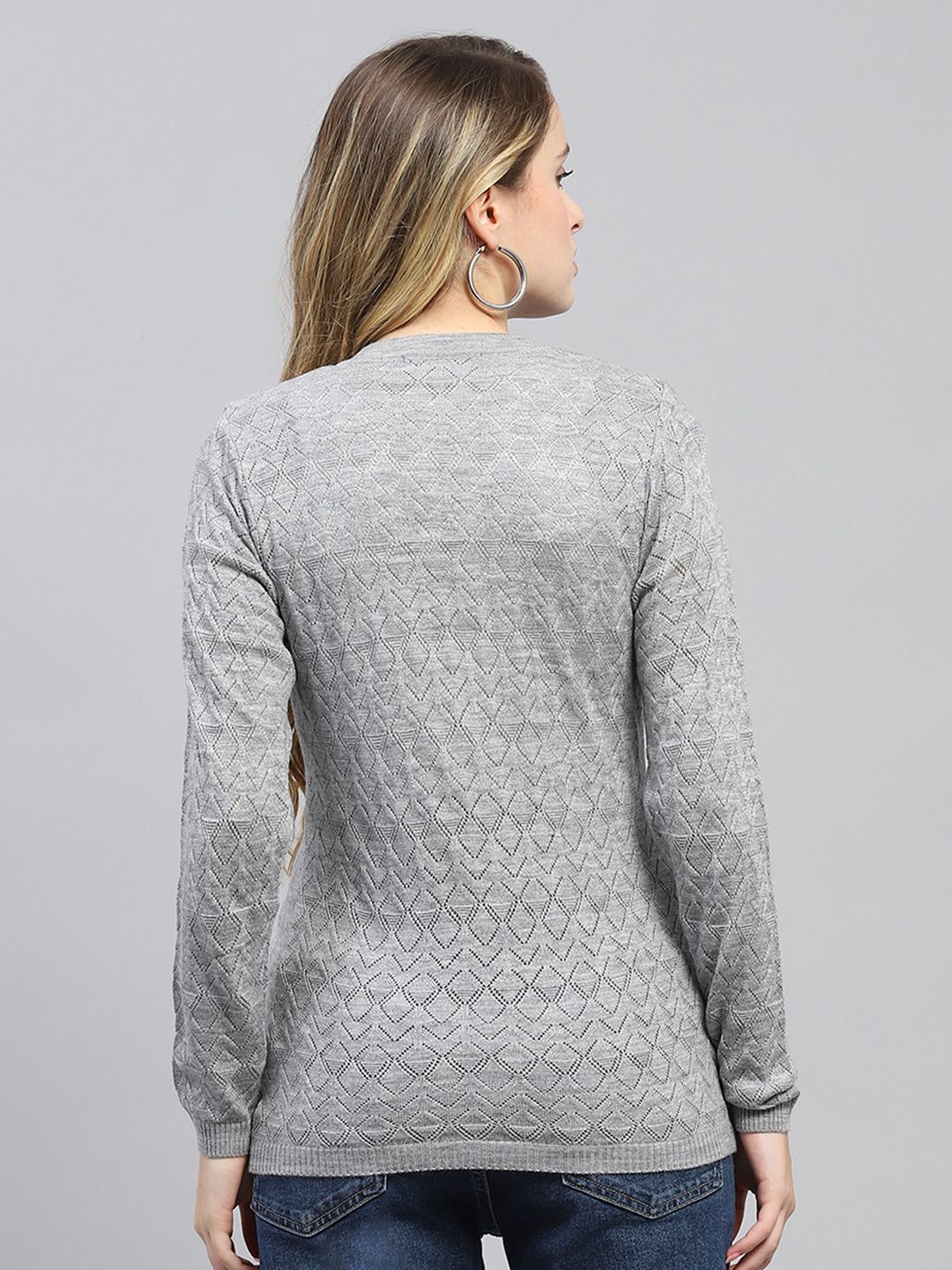 Monte Carlo V-Neck Self Design Cardigan Sweater