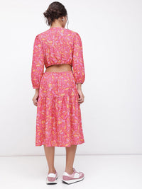DressBerry Boho-Chic V-Neck Floral Print Cut-Out A-line Midi Dress