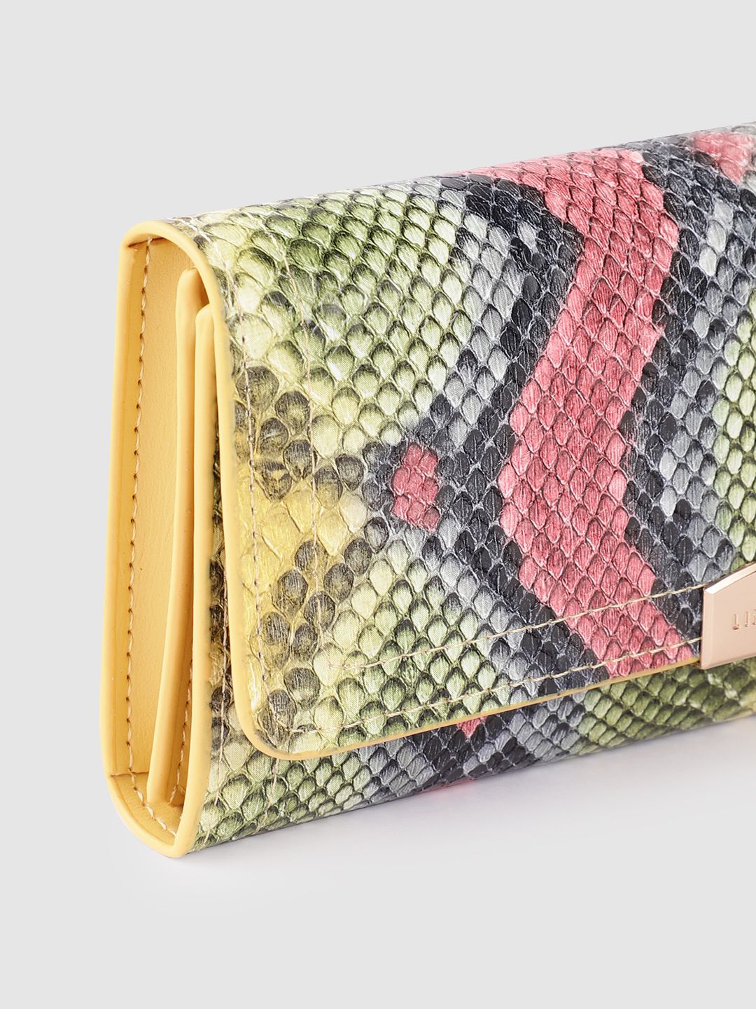Lino Perros Women Snake Skin Textured Three Fold Wallet