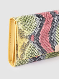Lino Perros Women Snake Skin Textured Three Fold Wallet