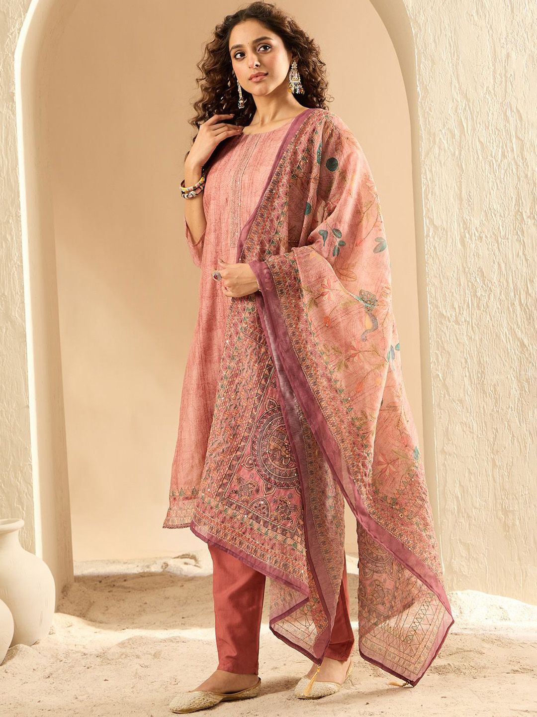 Indo Era Women Embroidered Kurta with Trousers & Dupatta