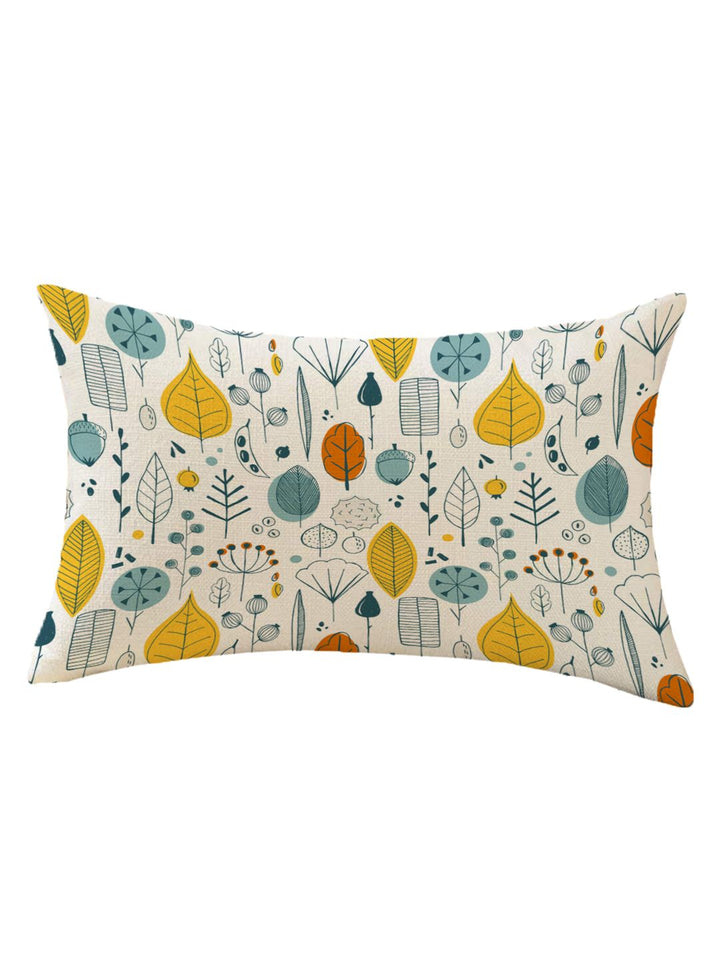 STITCHNEST Pack Of 2 Yellow & White Printed Rectangle Cushion Covers