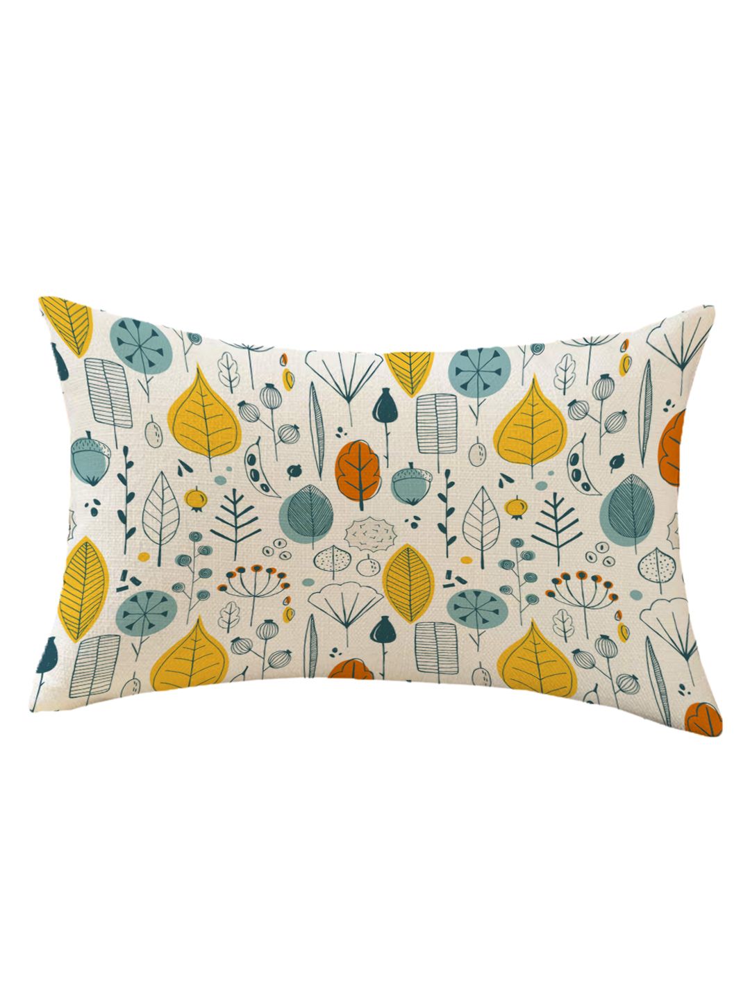 STITCHNEST Pack Of 2 Yellow & White Printed Rectangle Cushion Covers