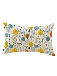 STITCHNEST Pack Of 2 Yellow & White Printed Rectangle Cushion Covers
