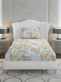 Monte Carlo Beige &amp; Grey Geometric Printed Cotton 104 TC Single Cadar Set-2.24mx 1.52m