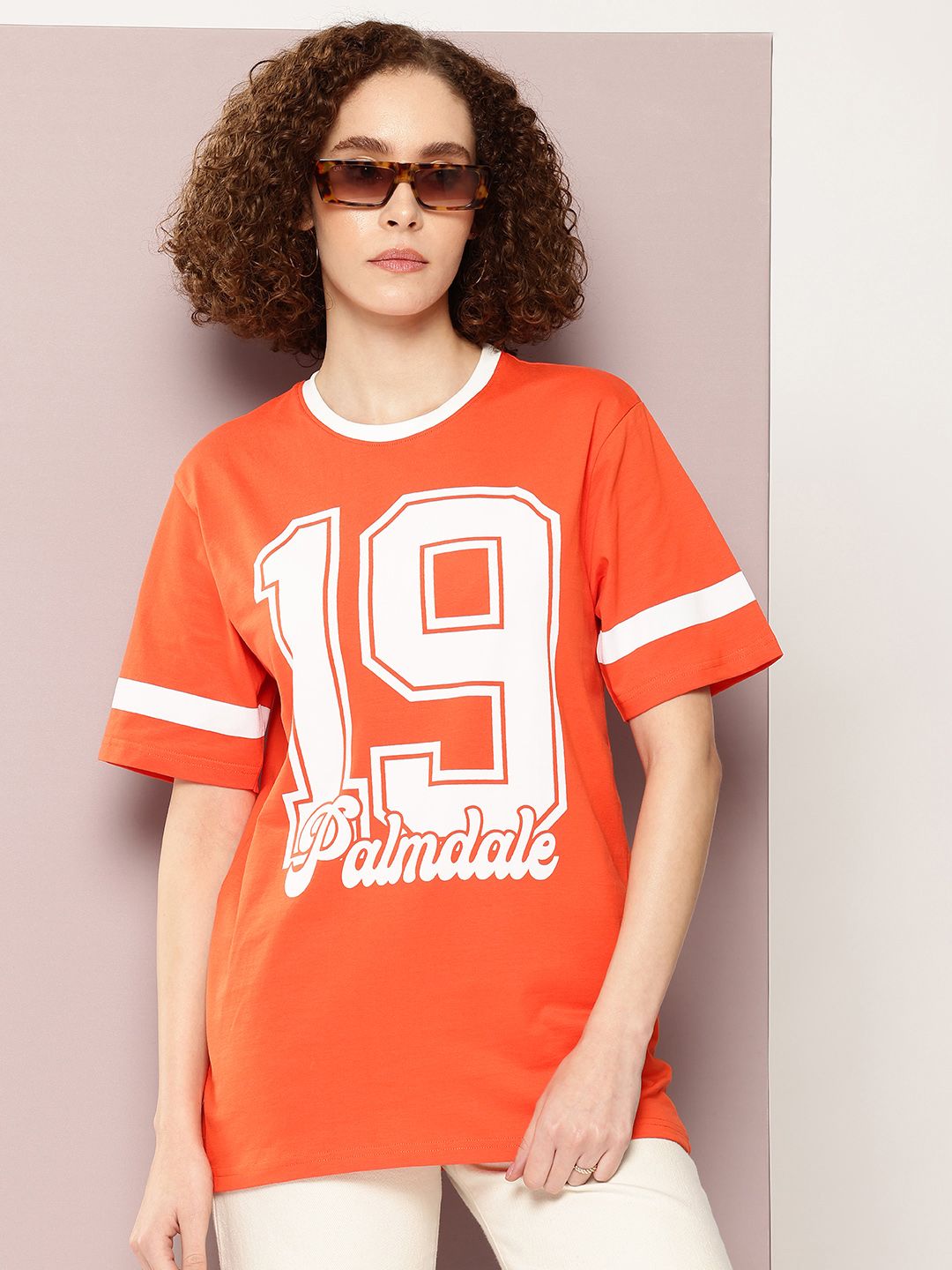 DILLINGER Women Typography Printed Pure Cotton Oversized T-shirt
