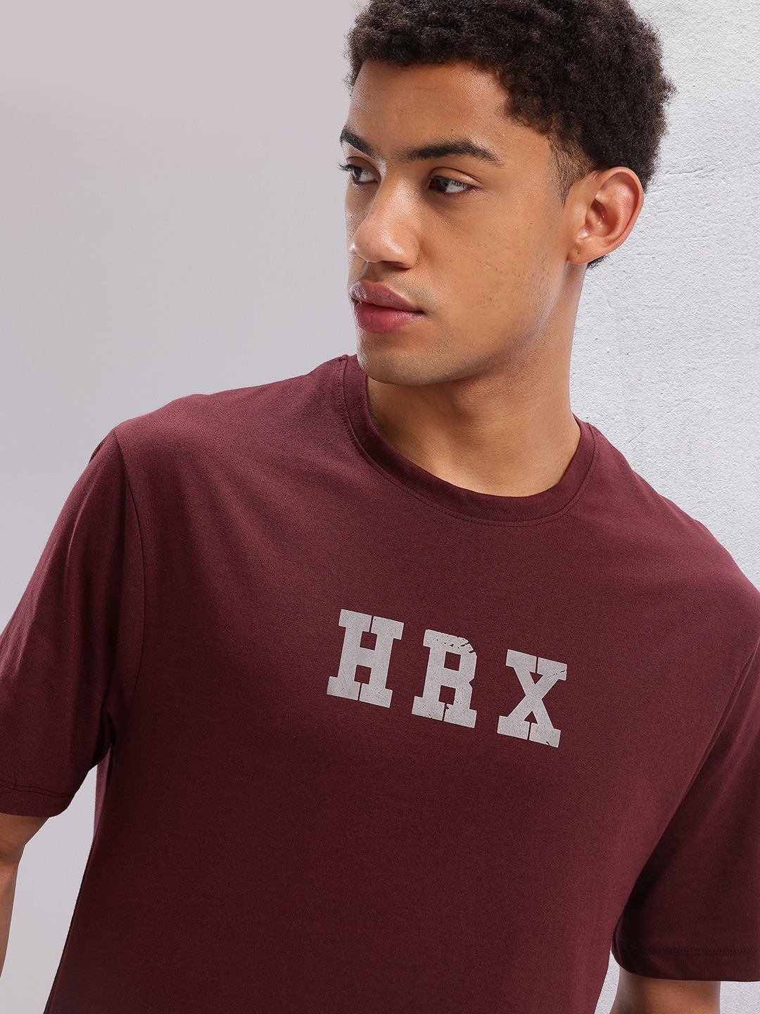 HRX by Hrithik Roshan Brand Logo Printed Drop-Shoulder Sleeves Relaxed Training T-shirt