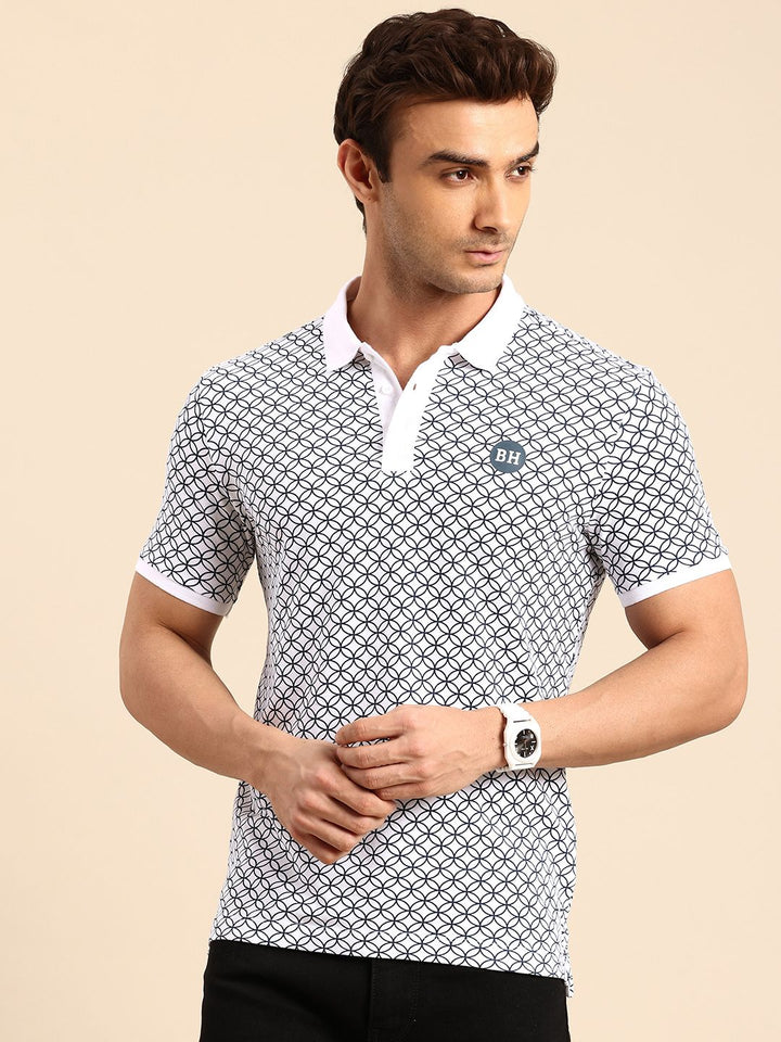 Being Human Geometric Printed Polo Collar Pure Cotton T-shirt