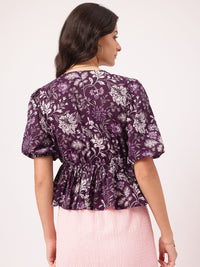 DressBerry Vibrant Vistas Indie Floral Cinched Waist Top