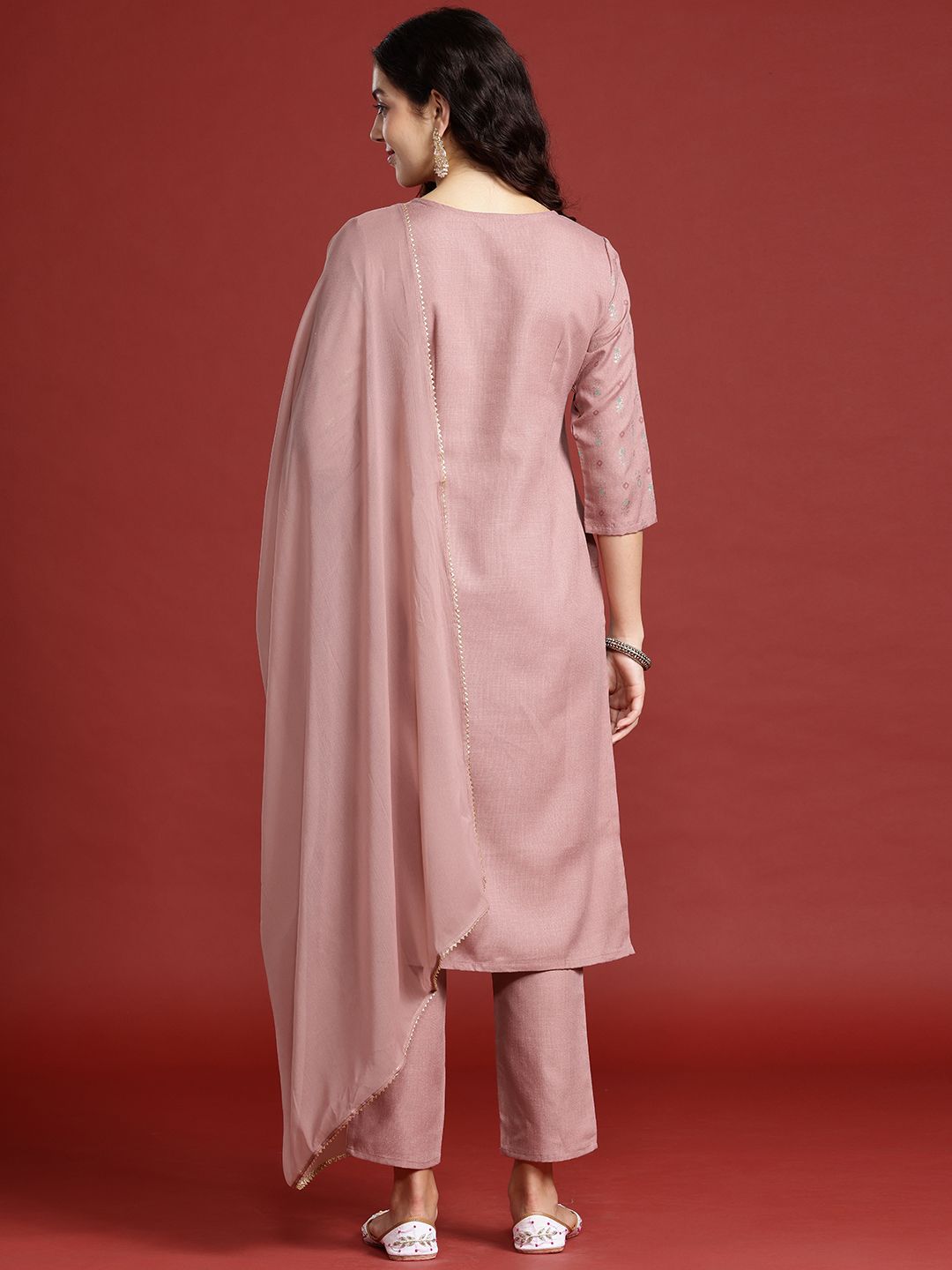 Anouk Ethnic Motifs Printed Regular Kurta with Trousers & Dupatta