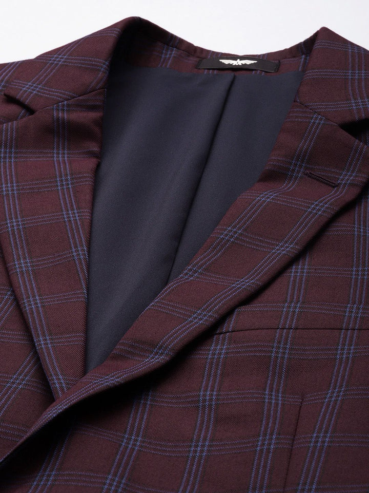 Park Avenue Checked Super Slim Fit Notched Lapel Collar 2 Piece Formal Suit
