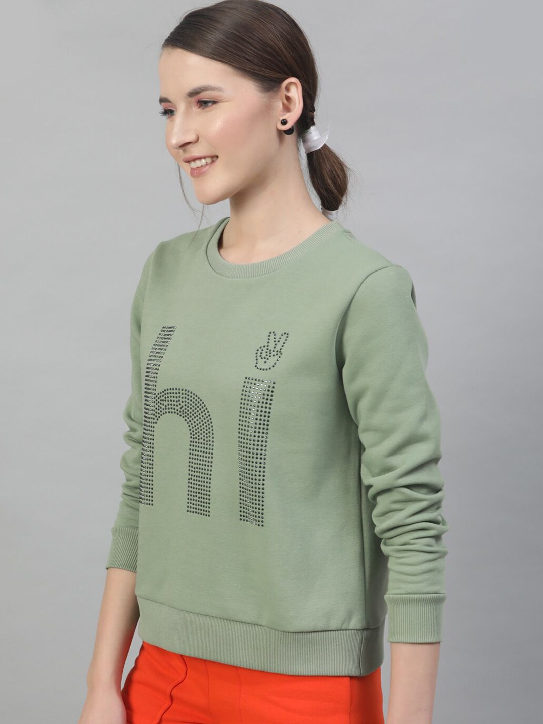 STREET 9 Women Green Printed Sweatshirt