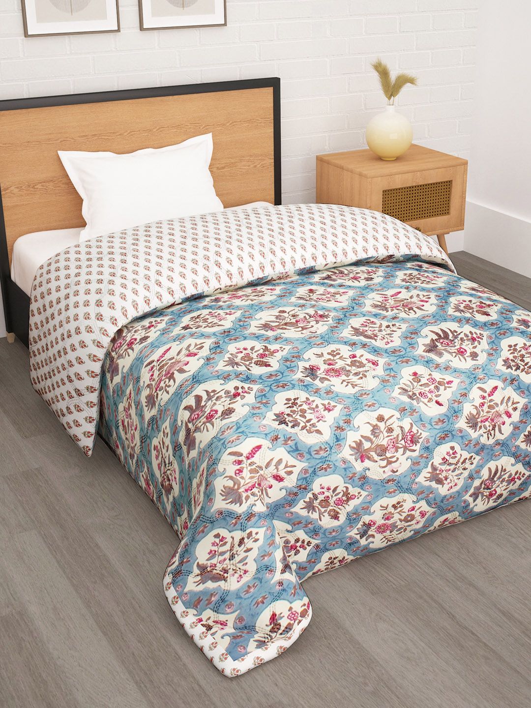 Story@home Floral Printed Ac Room 180 GSM Reversible Single Bed Comforter