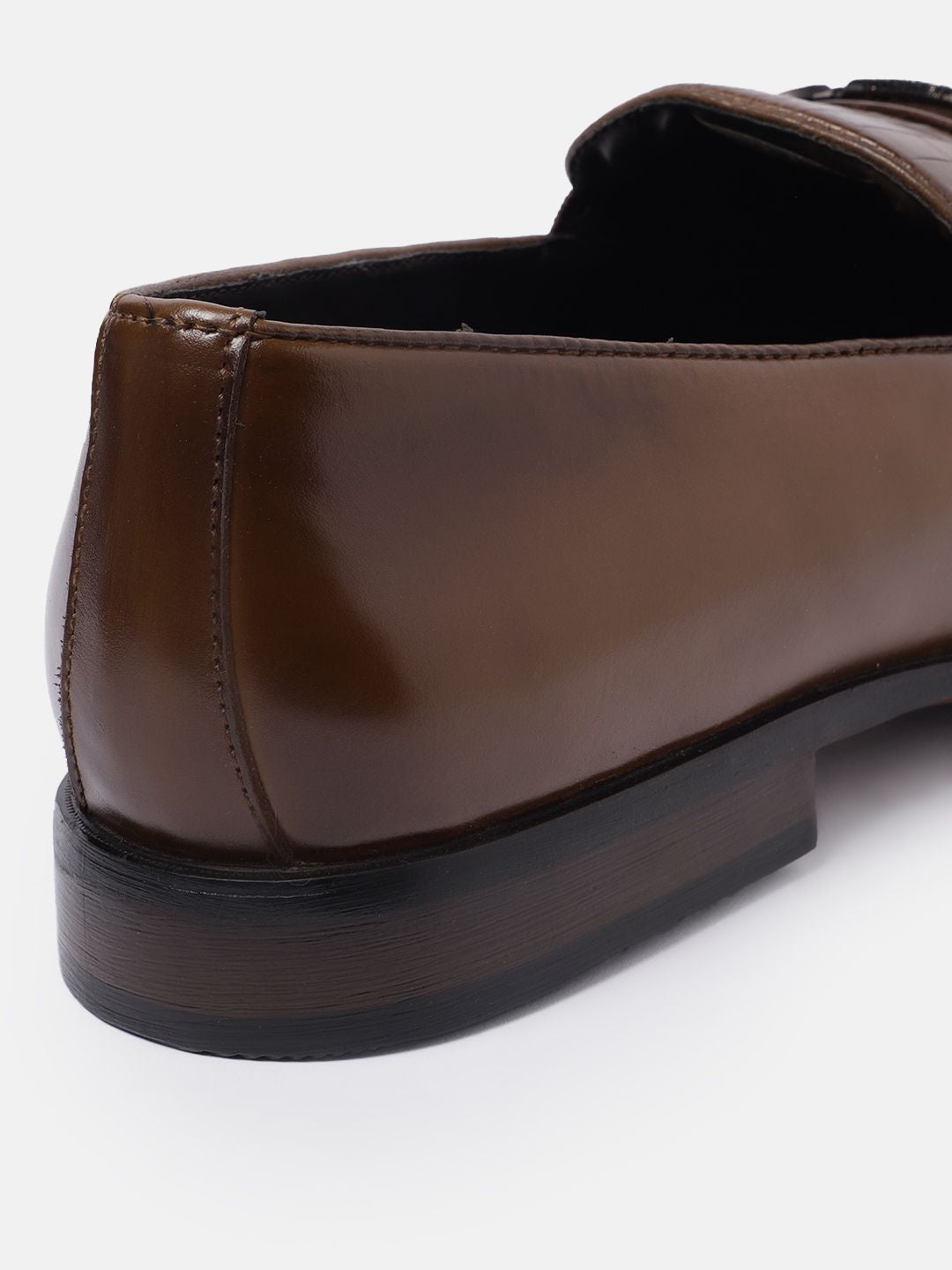 House of Pataudi Men Textured Formal Horsebit Loafers