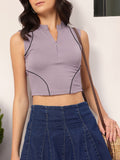 DressBerry Bold & Cute Ribbed Sleeveless Crop Top