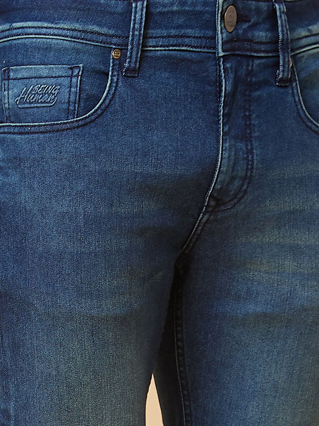 Being Human Men Washed Striped Longline Denim Jacket