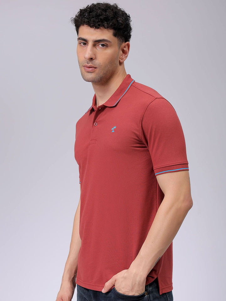The Indian Garage Co Men Solid Polo Collar T-shirt