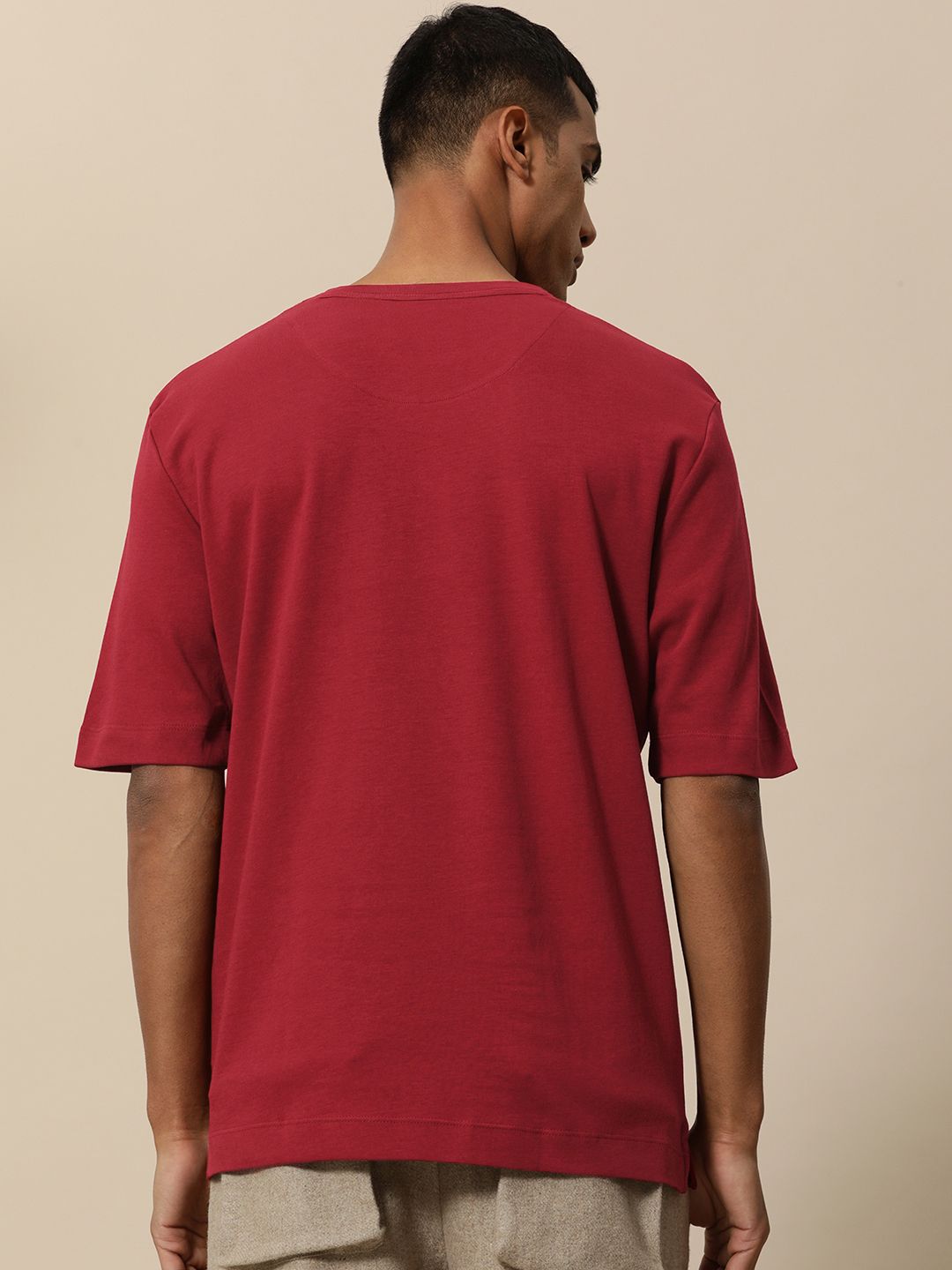 Mr Bowerbird Men Maroon Pure Cotton Philosophy Oversized T-shirt