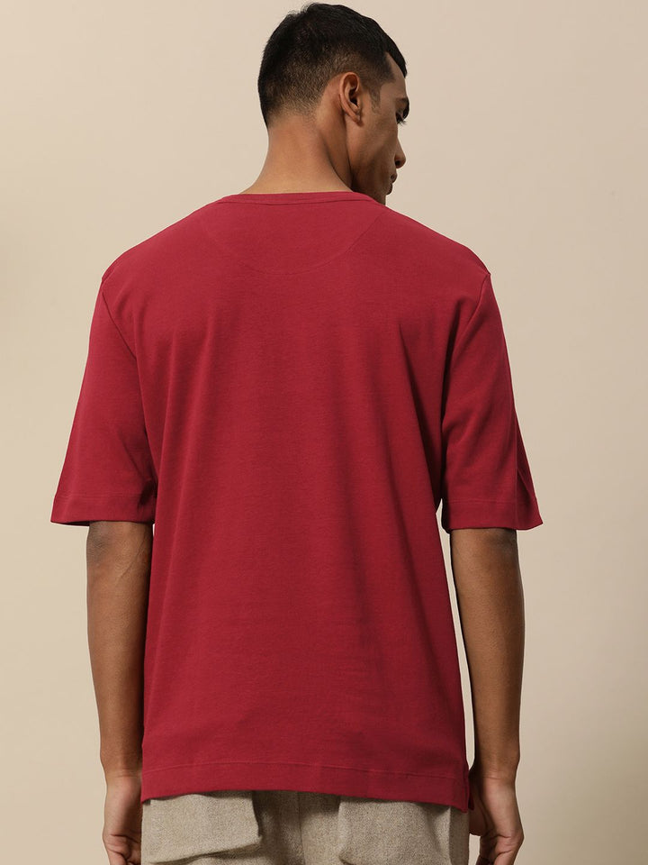 Mr Bowerbird Men Maroon Pure Cotton Philosophy Oversized T-shirt