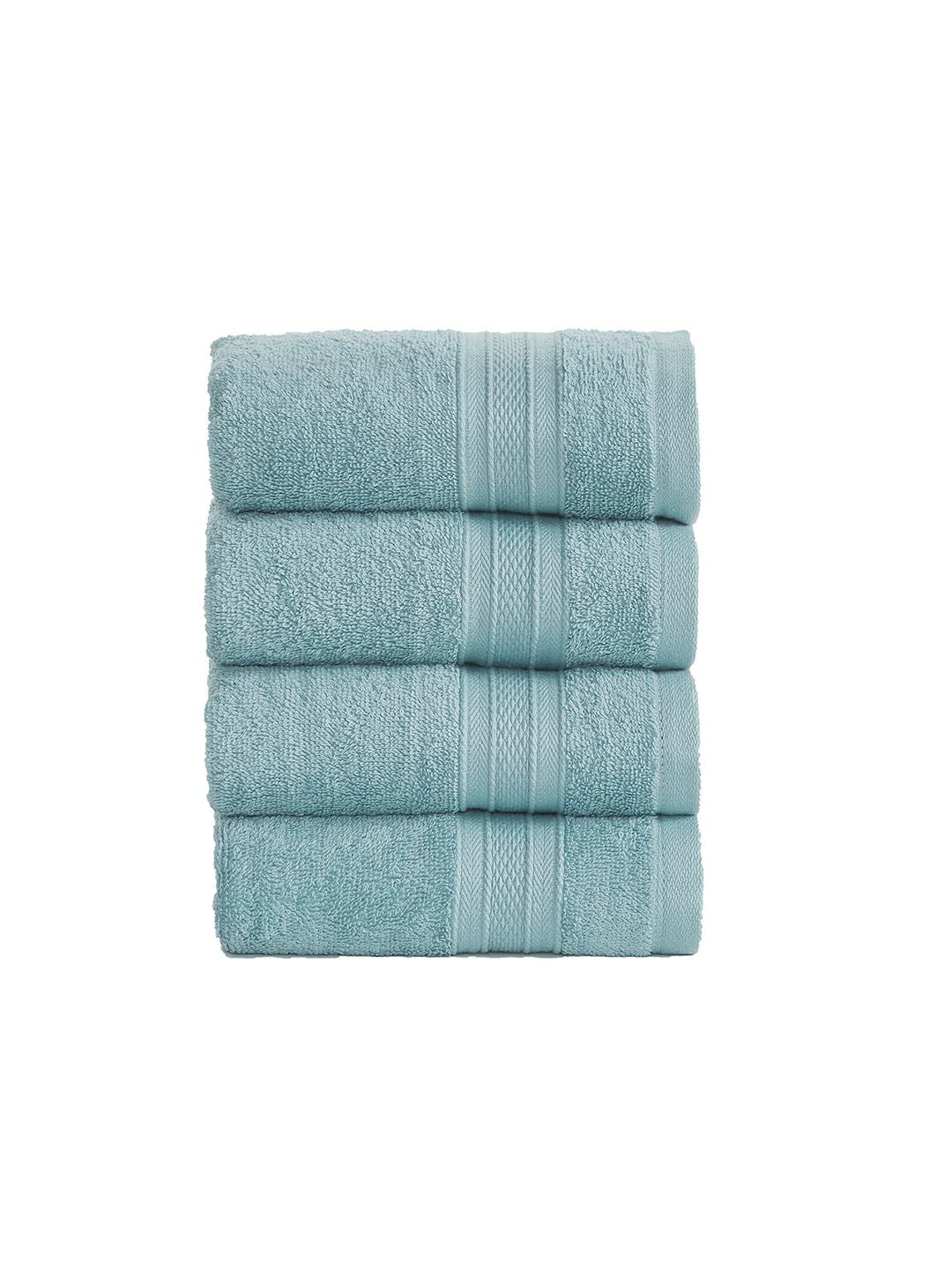MYTRIDENT Turquoise Blue 500 GSM Set of 4 Cotton Hand Towels