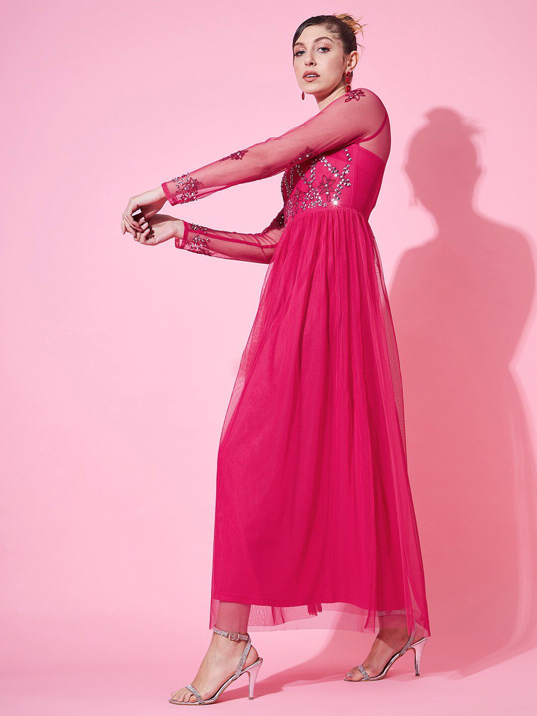 STREET 9 Embellished Net Empire Dress