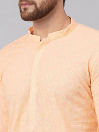 See Designs Men Peach-Coloured Thread Work Kurta