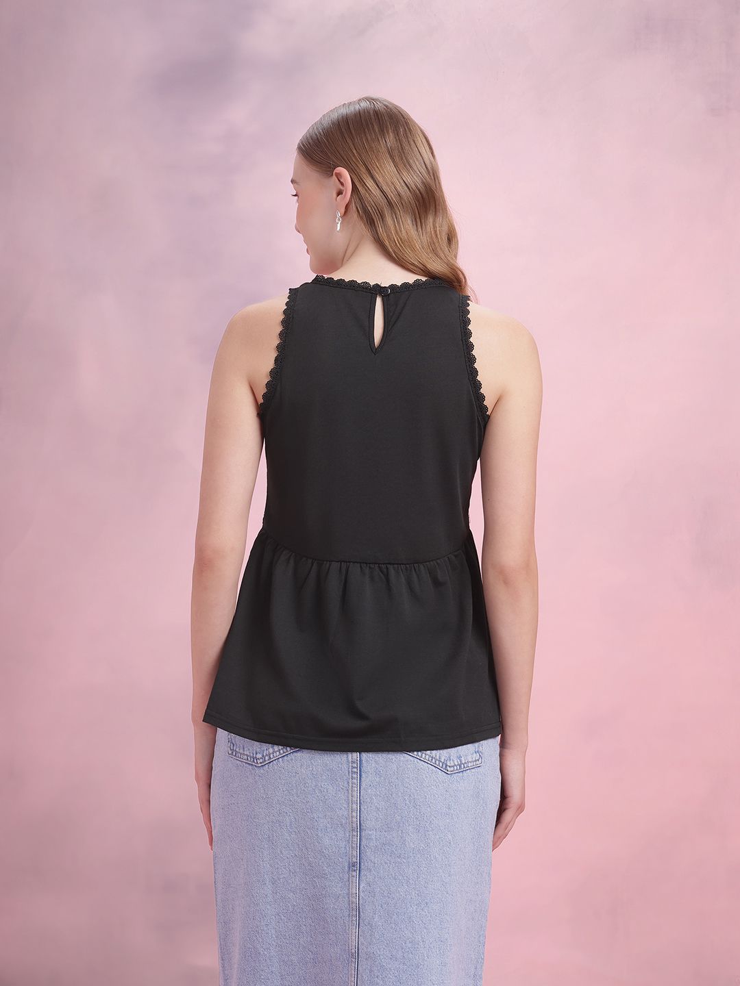 DressBerry Lace Inserts Detail Empire Top