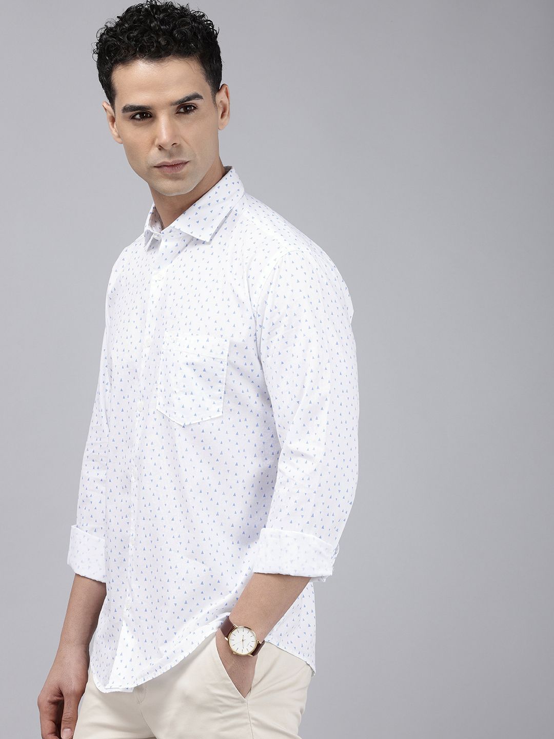 Park Avenue Slim Fit Opaque Geometric Printed Pure Cotton Casual Shirt