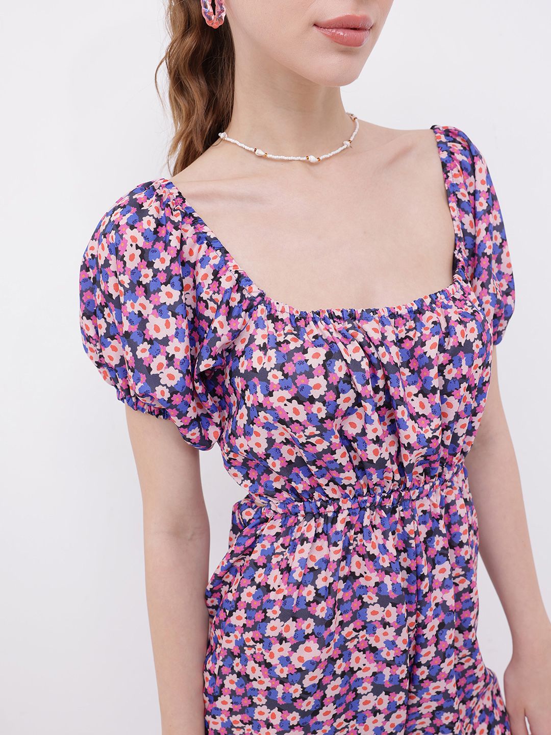 DressBerry Ravishing Beauty Floral Printed Tie Up Cut Out Playsuit