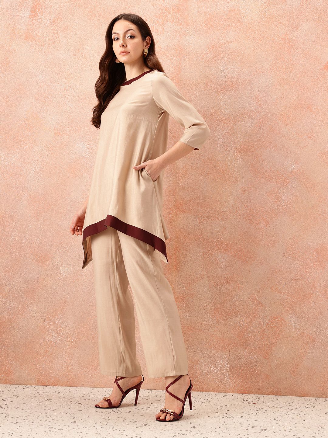 all about you Contrast Neck Ethnic Co-Ords